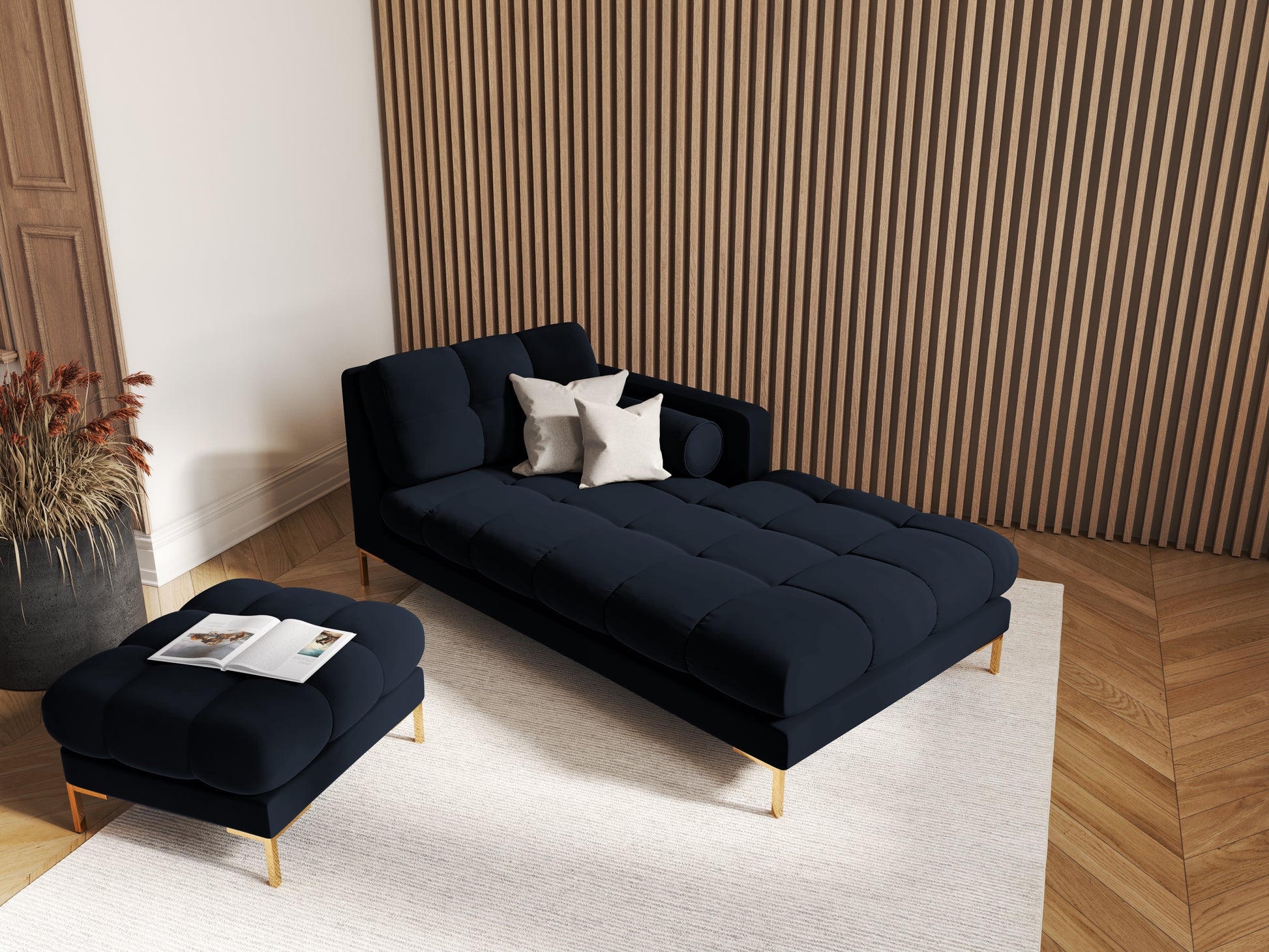 Pufs Cosmopolitan Design Bali 60x60x41 cm zelts/tumši zils - N1 Home