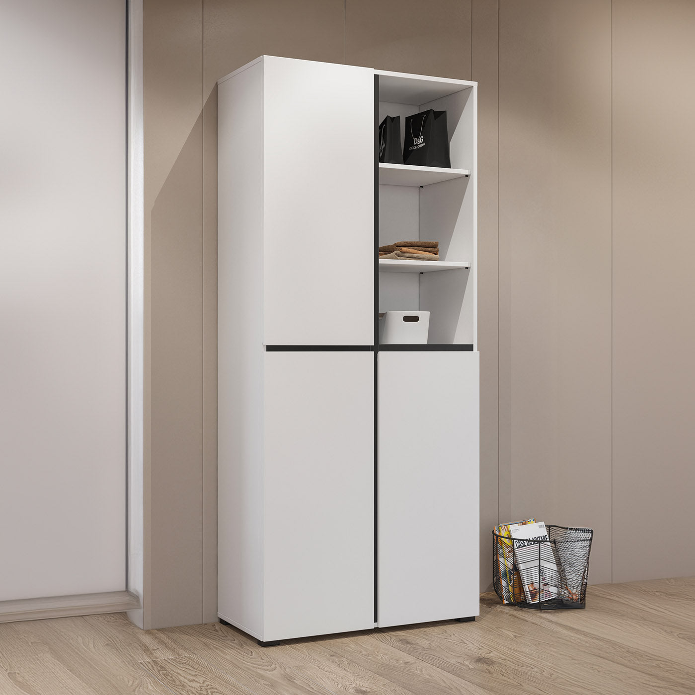 Skapis Krosit kolekcija 79/183/40 cm balts/melns - N1 Home