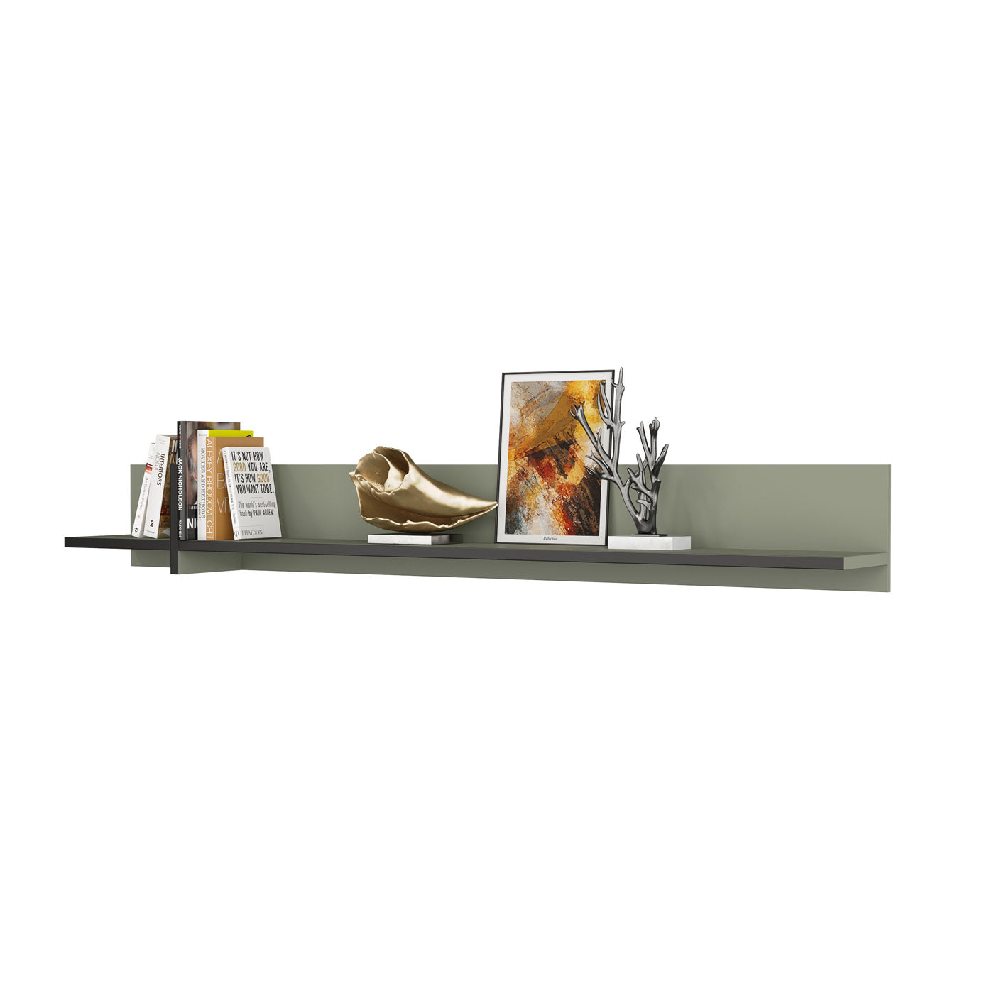 Sienas plaukts Krosit kolekcija 180/23/23 cm zaļs/melns - N1 Home