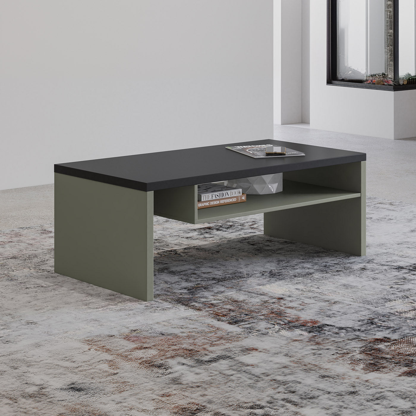 Kafijas galds Krosit kolekcija 120/60/45 cm zaļs/melns - N1 Home