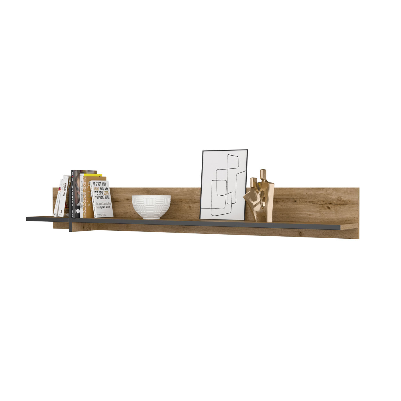 Sienas plaukts Krosit kolekcija 180/23/23 cm Votan ozols - N1 Home