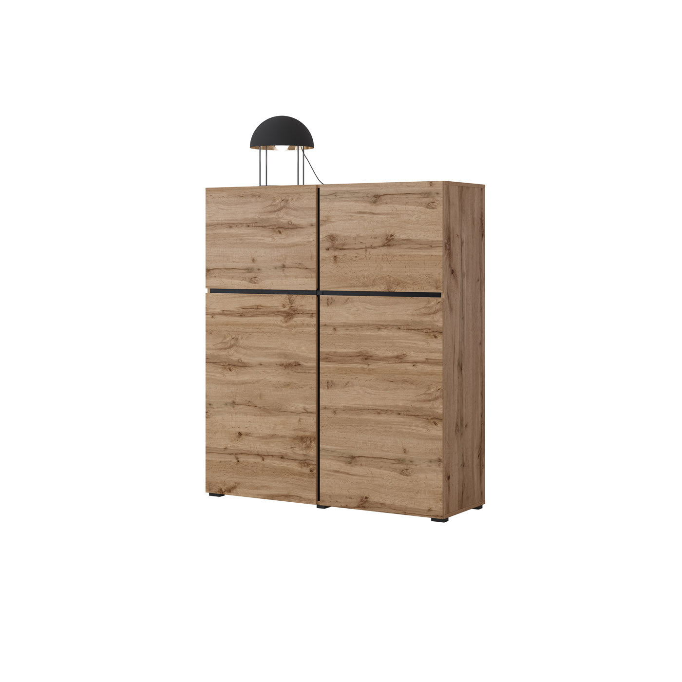 Kumode Krosit kolekcija 119/139/40 cm Votan ozols/melns - N1 Home