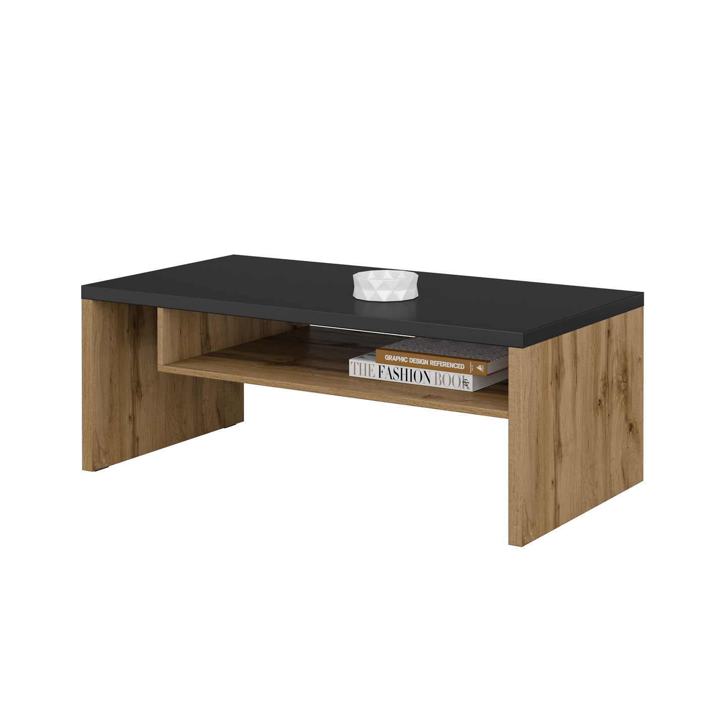 Kafijas galds Krosit kolekcija 120/60/45 cm Votan ozols/melns - N1 Home