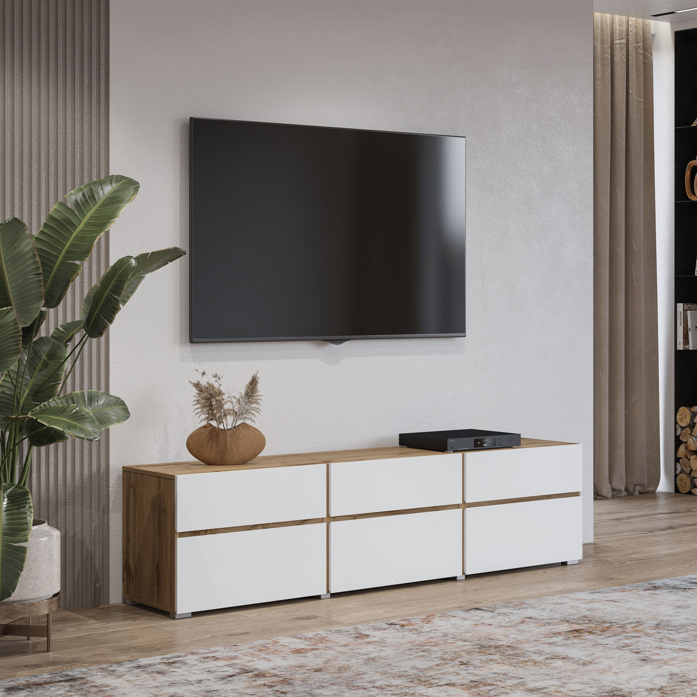 TV skapis Krosit kolekcija 180/40/48 cm Votan ozols/balts - N1 Home