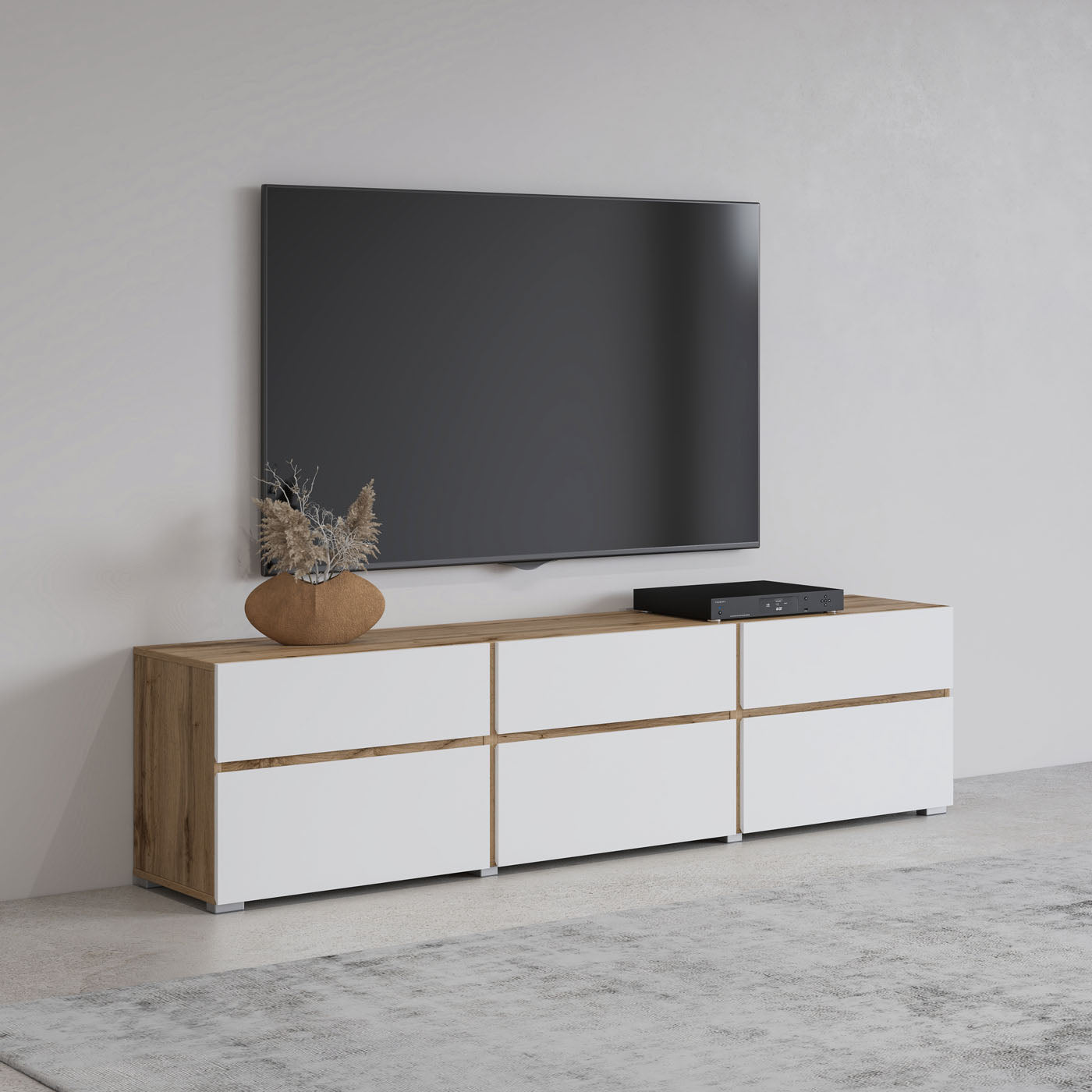 TV skapis Krosit kolekcija 180/40/48 cm Votan ozols/balts - N1 Home
