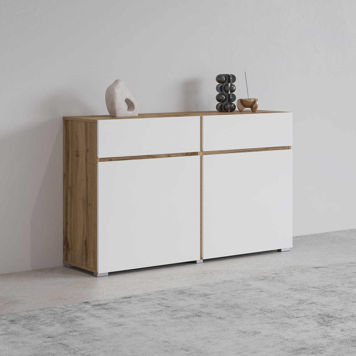 Kumode Krosit kolekcija 119/78/40 cm Votan ozols/balts - N1 Home