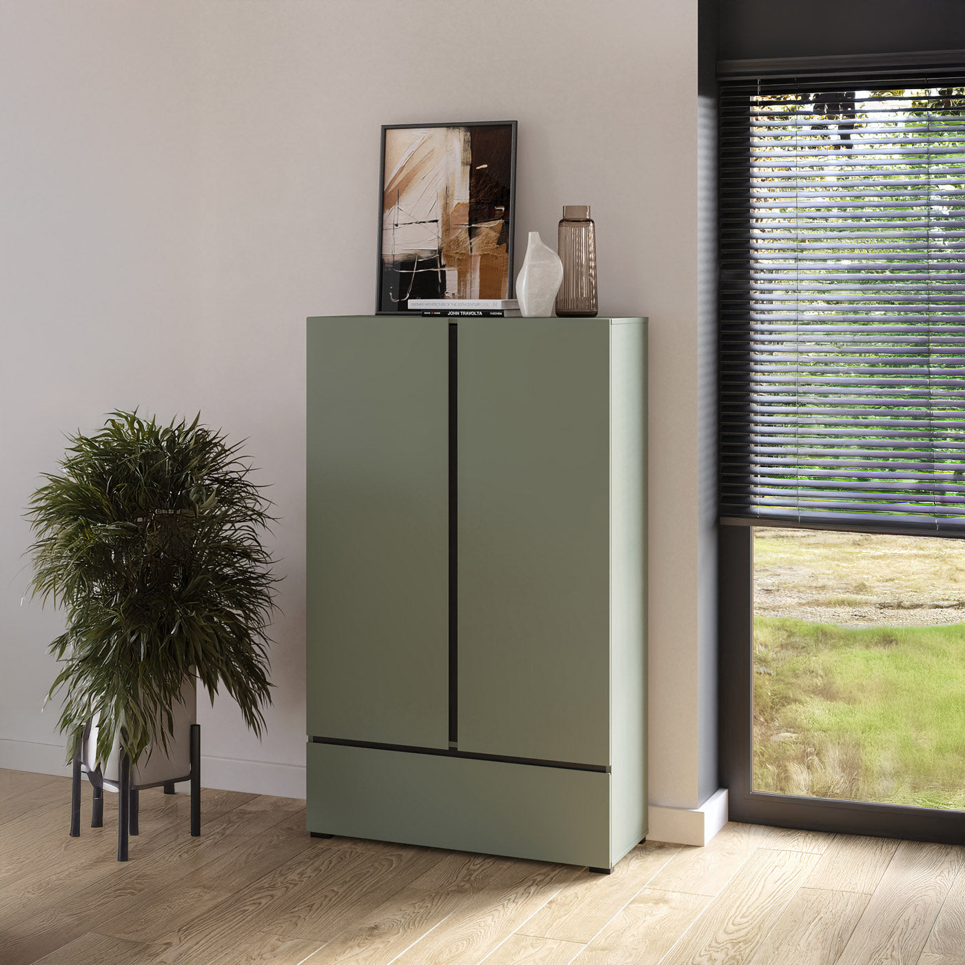 Kumode Krosit kolekcija 80/150/40 cm zaļs/melns - N1 Home