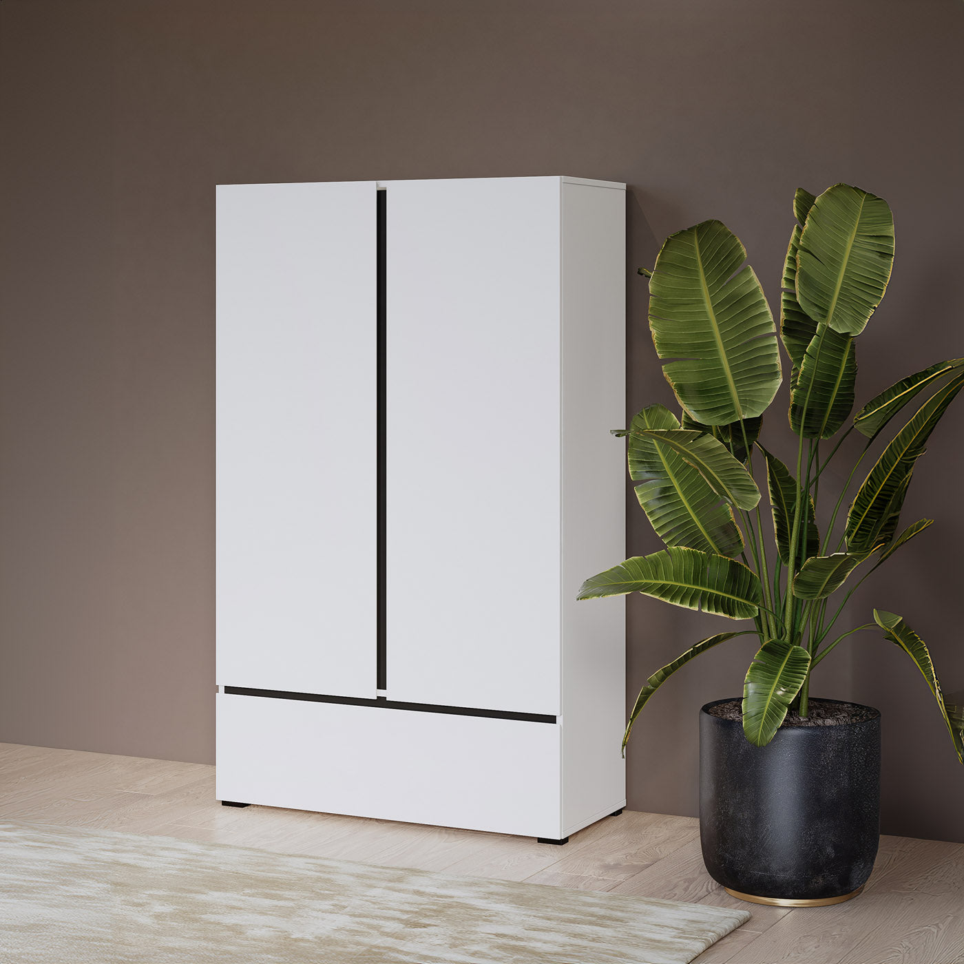 Kumode Krosit kolekcija 80/150/40 cm balts/melns - N1 Home