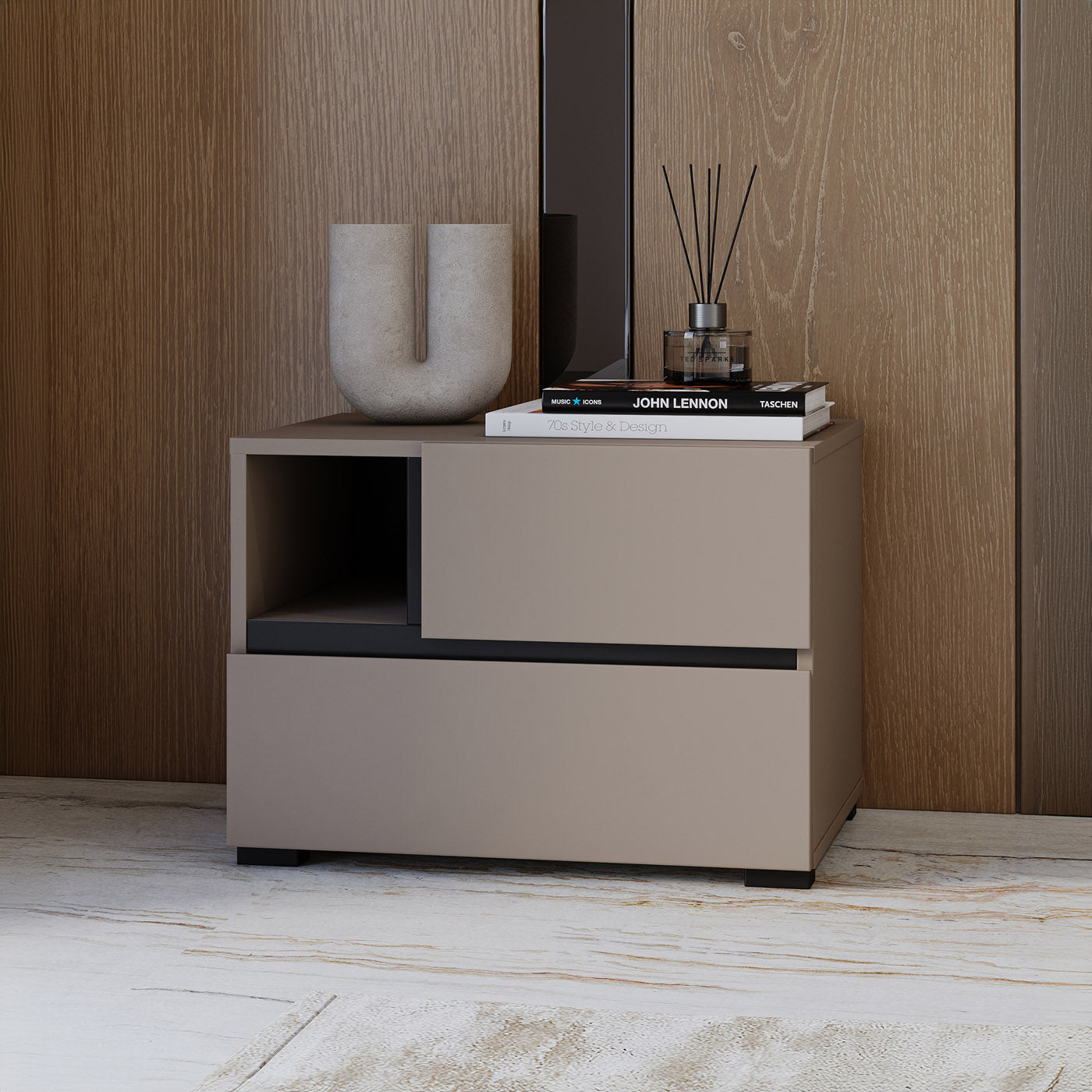 Naktsskapis (2) Krosit kolekcija 55/40/40 cm congo/melns - N1 Home