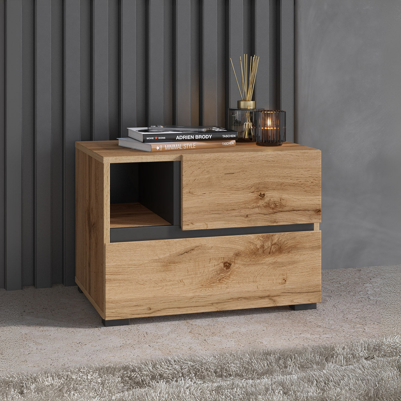 Naktsskapis (2) Krosit kolekcija 55/40/40 cm votan ozols - N1 Home