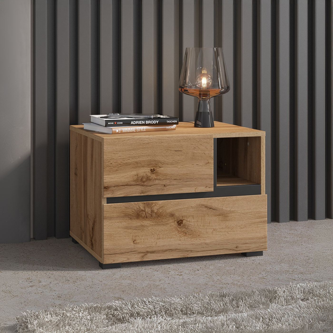 Naktsskapis (2) Krosit kolekcija 55/40/40 cm votan ozols - N1 Home