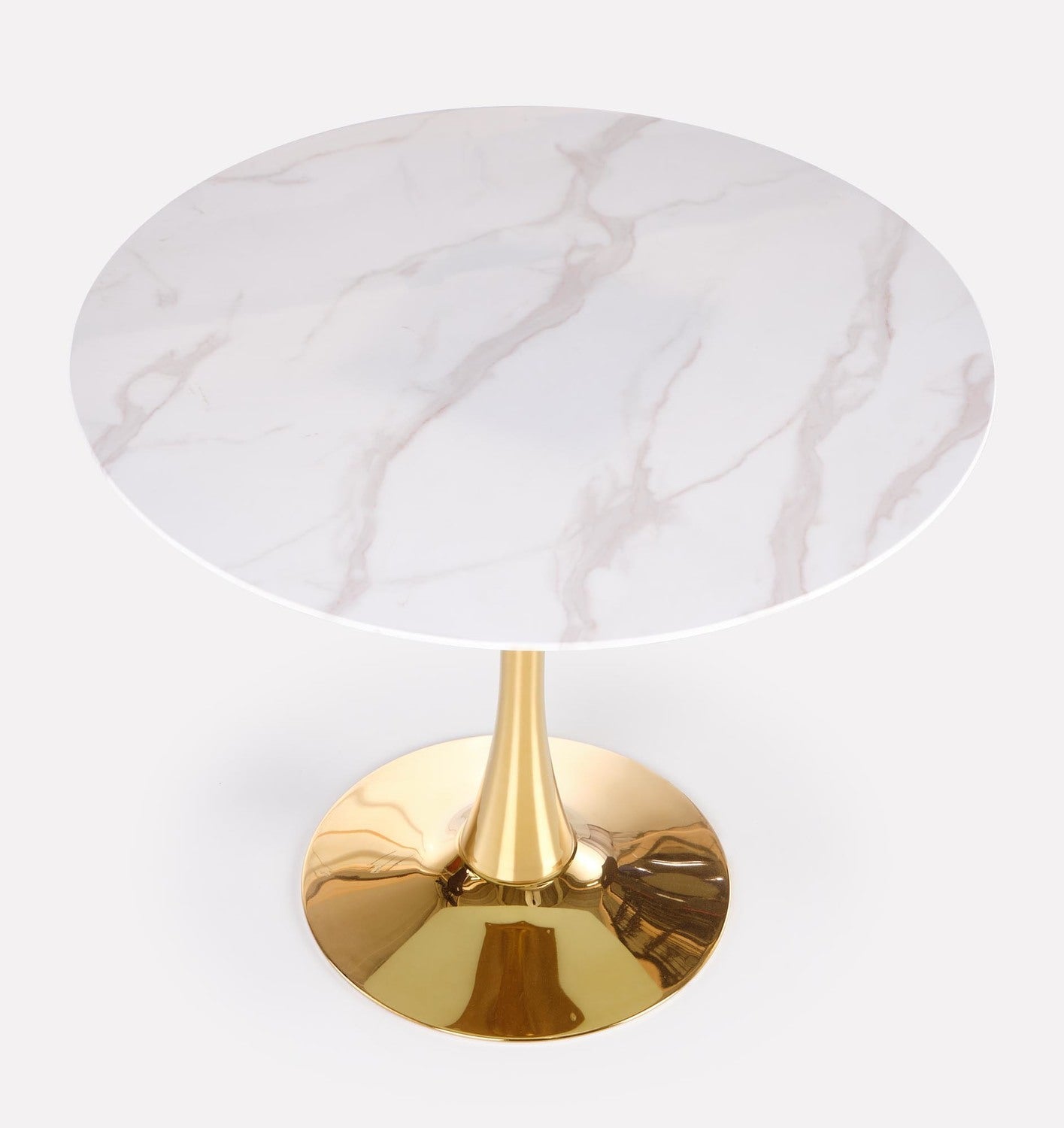 CS galda virsna - balts marmors, kāja - zelts