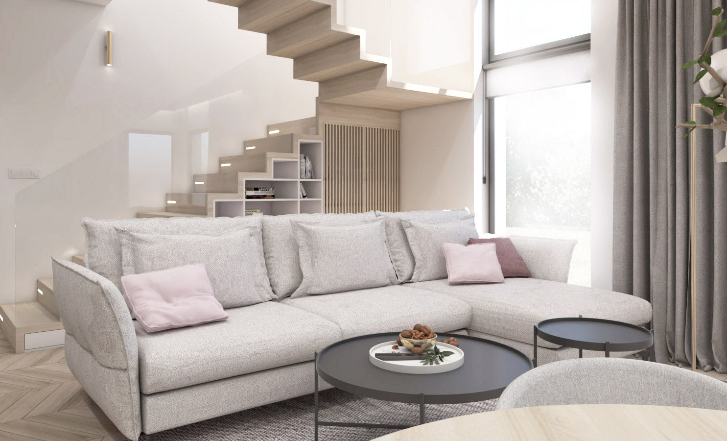 Dīvāns Carmen Corner S2 Befame 318/187/101 cm saule dzelts - N1 Home