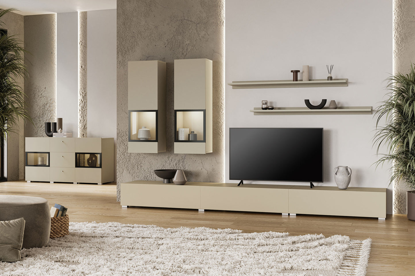 Sienas bloks Barots 270/41 cm gaiši bēšs/melns - N1 Home