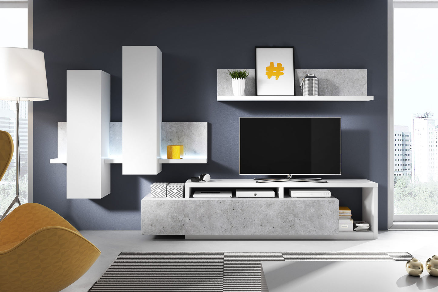 Skapis Botas 152/235/142 cm balts/betons Kolorādo