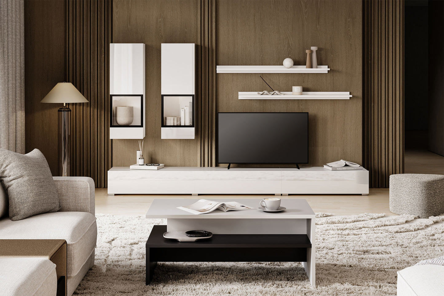 Sienas bloks Barots 270/41 cm balts spīdums/melns