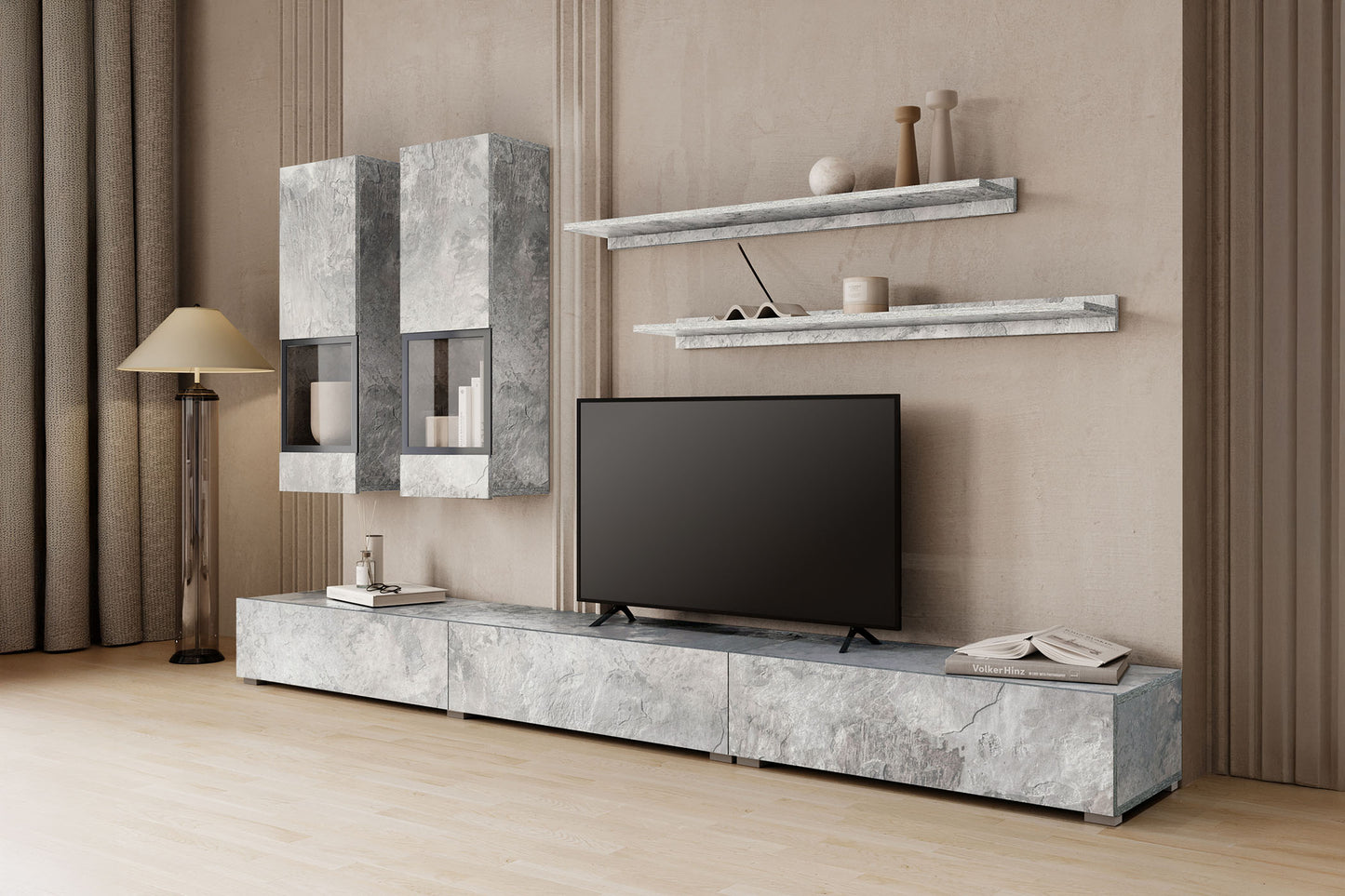 Sienas bloks Barots 270/41 cm gaišs betons/melns