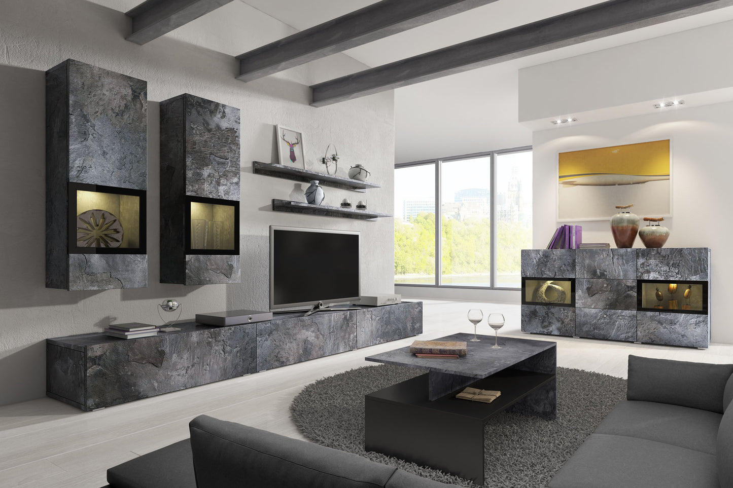 Sienas bloks Barots 270/41 cm šīferis/melns