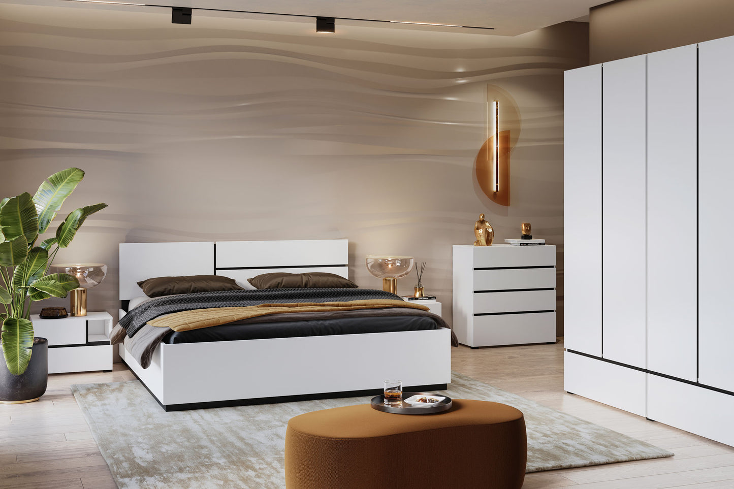 Gulta Krosit kolekcija 160;180/200 cm balts/melns - N1 Home