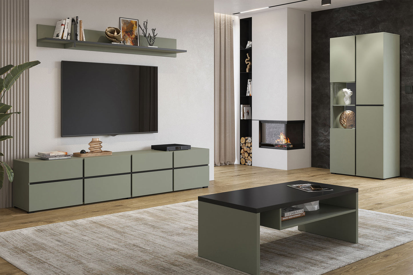 Kafijas galds Krosit kolekcija 120/60/45 cm zaļs/melns - N1 Home