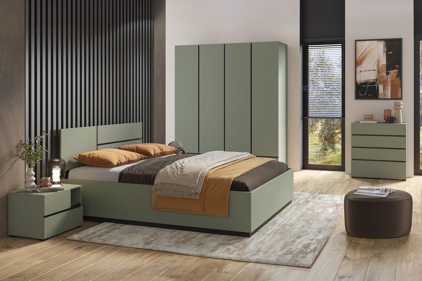 Gulta Krosit kolekcija 160;180/200 cm zaļs/melns