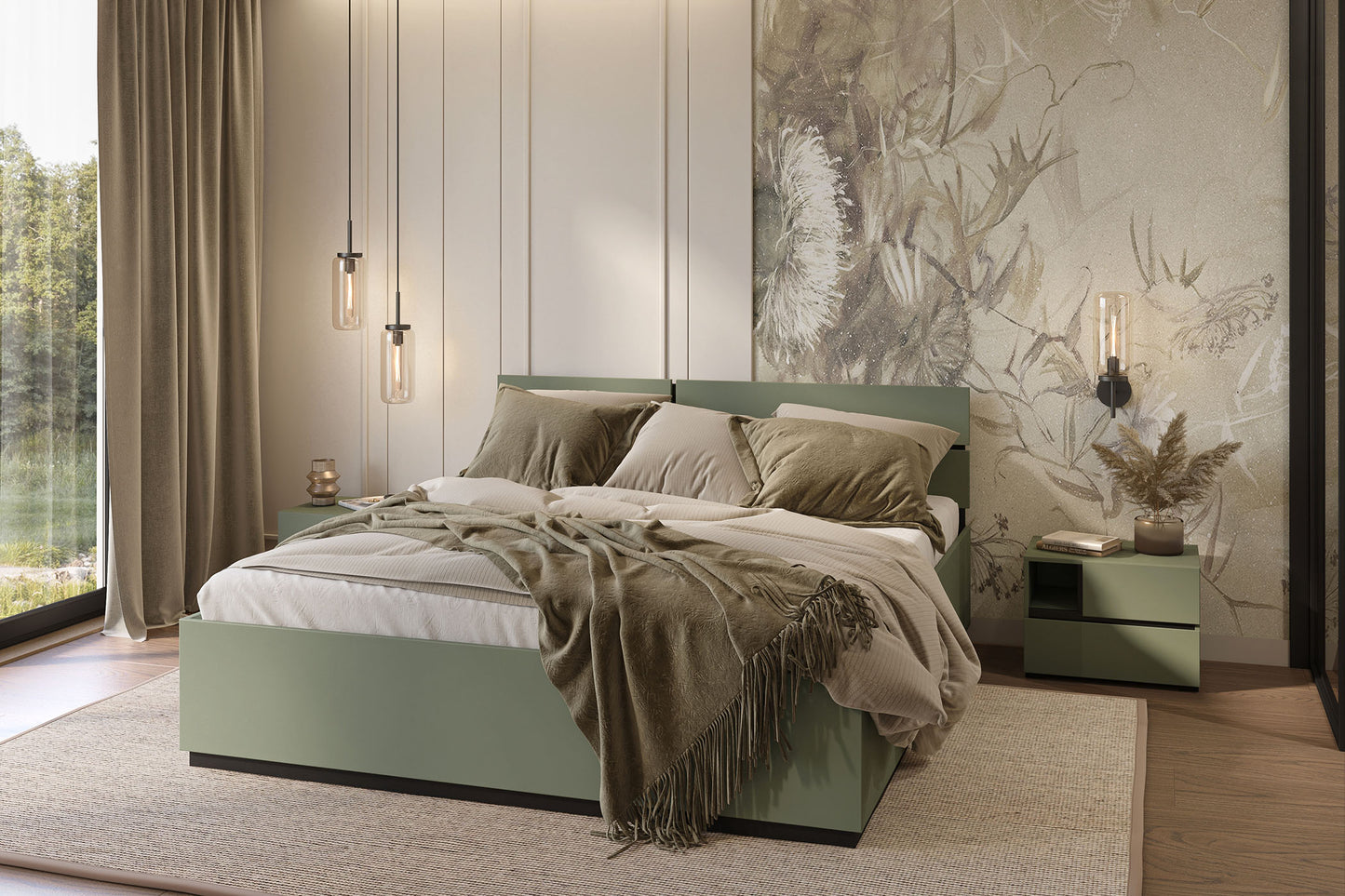 Gulta Krosit kolekcija 160;180/200 cm zaļs/melns