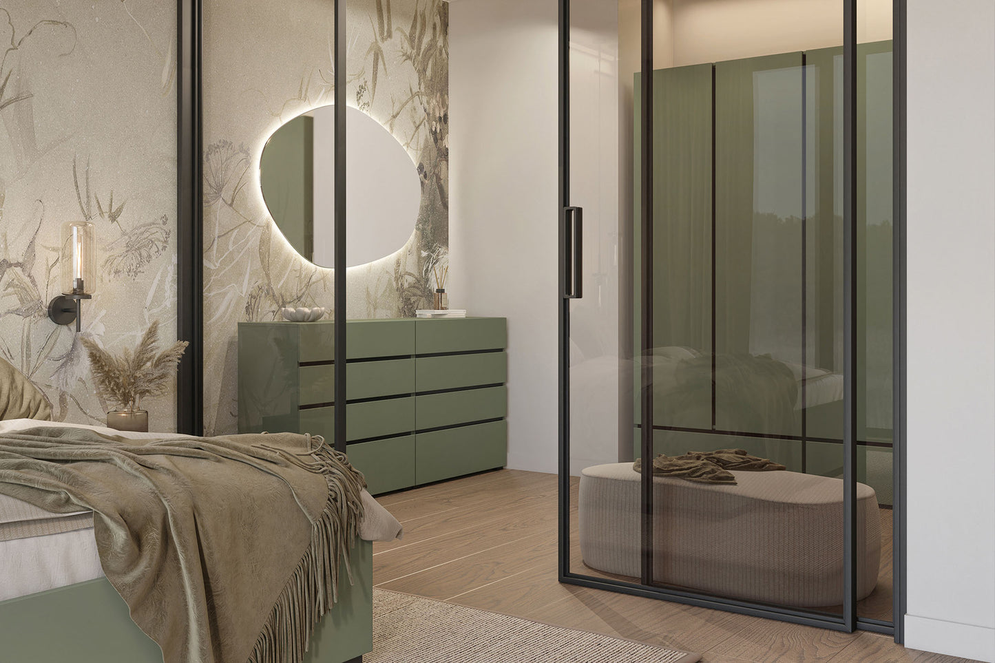 Kumode Krosit kolekcija 80/85/40 cm zaļs/melns - N1 Home