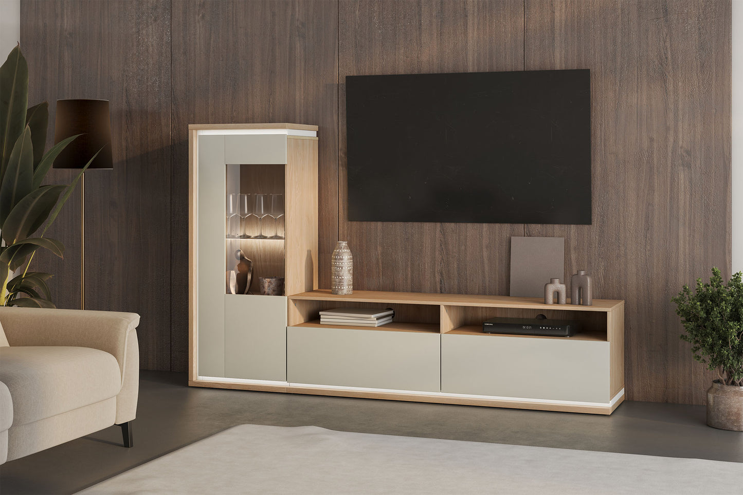 TV skapis Dors 160/46/41 cm eļļos ozols/kašmirs