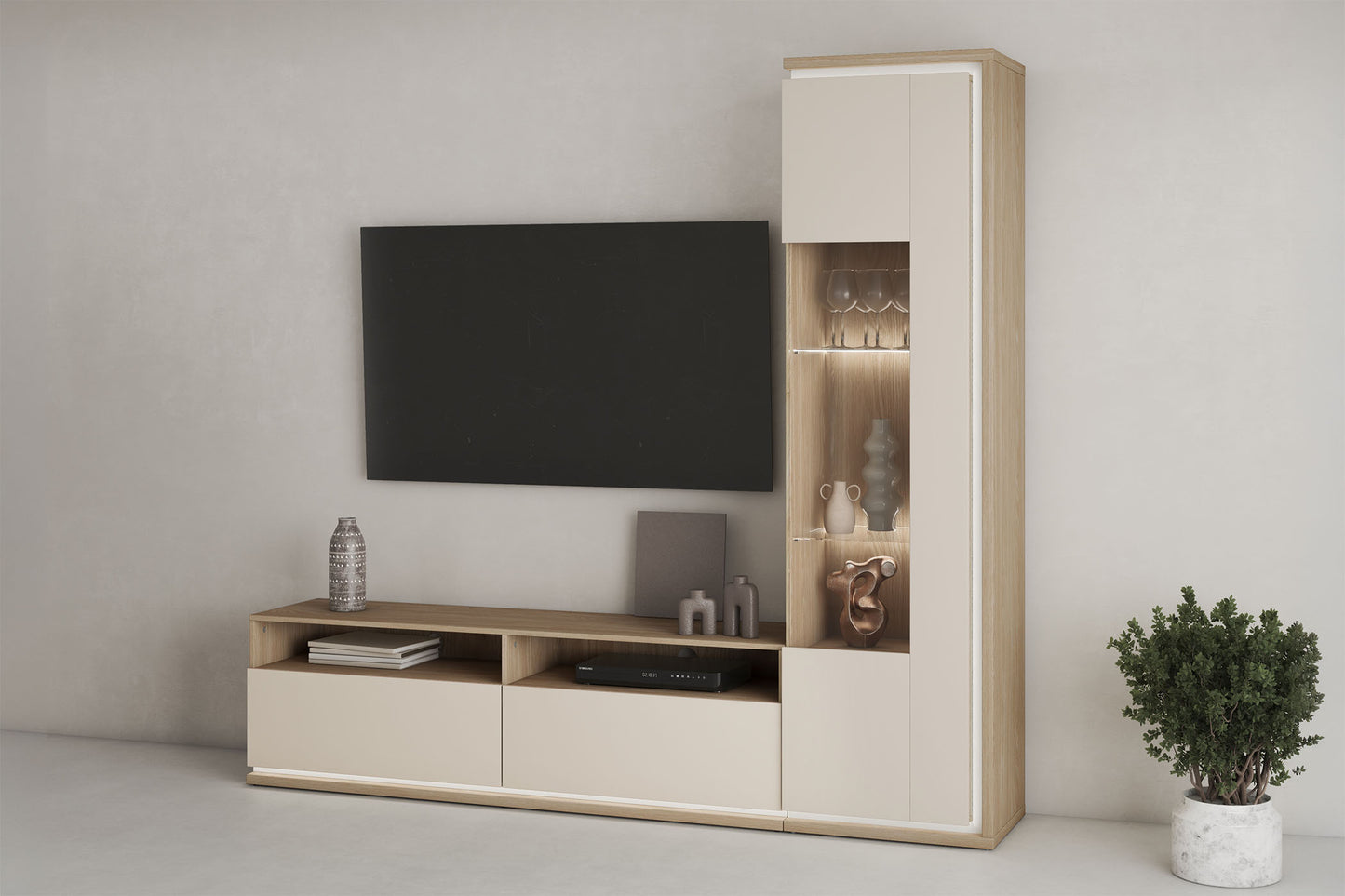 Kumode Dors 120/125/41 cm eļļos ozols/kašmirs - N1 Home