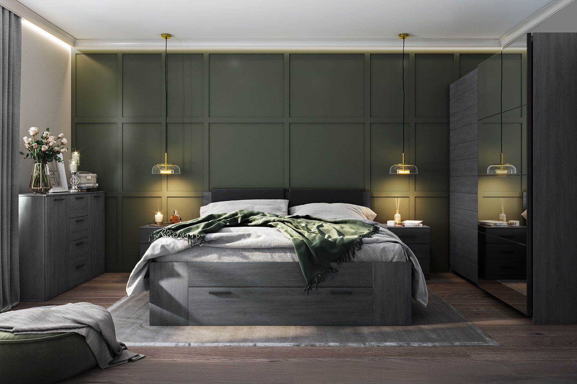 Naktsskapis Galateja 46/41/56 cm carbon ozols - N1 Home