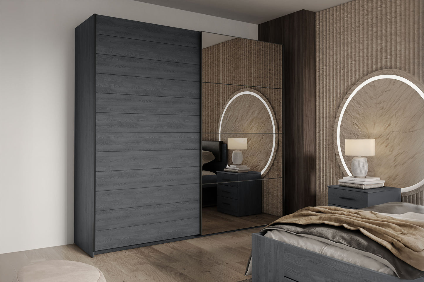 Skapis Galateja 200; 221; 270/61/210 cm carbon ozols - N1 Home