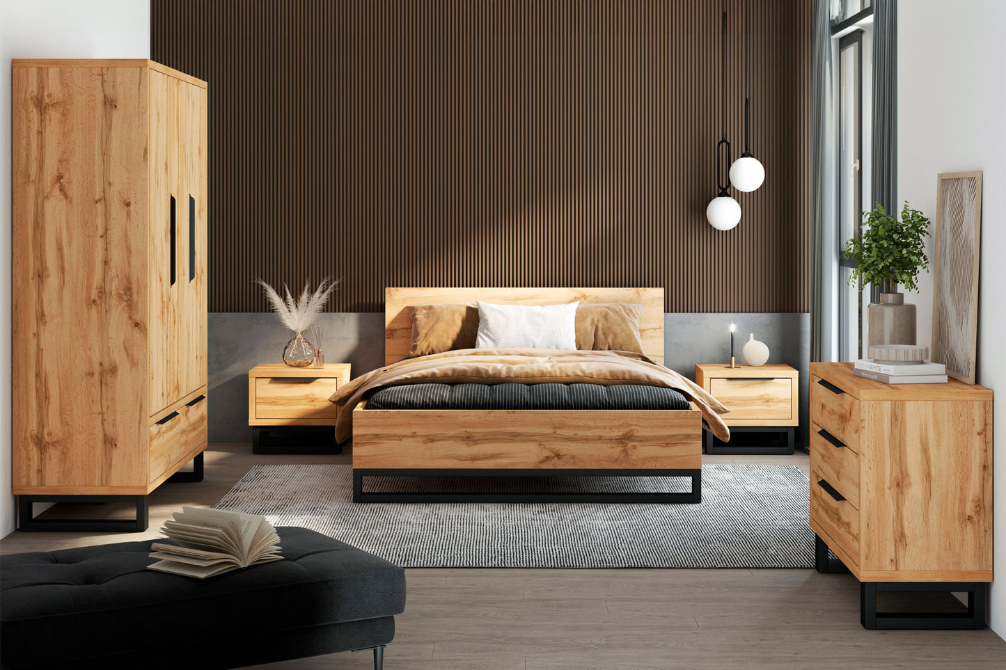 Gulta Hallis 140;160;180/200 cm Votan ozols - N1 Home