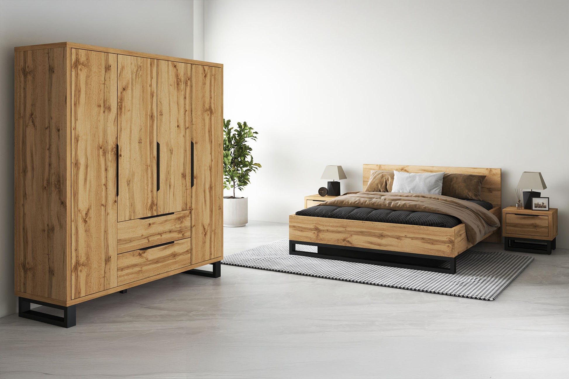 Gulta Hallis 140;160;180/200 cm Votan ozols - N1 Home