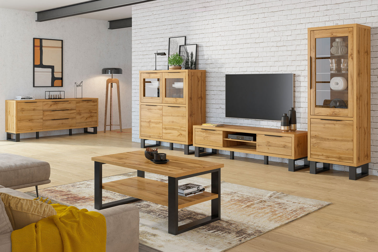 TV skapis Hallis 124/50/50 cm Votan ozols