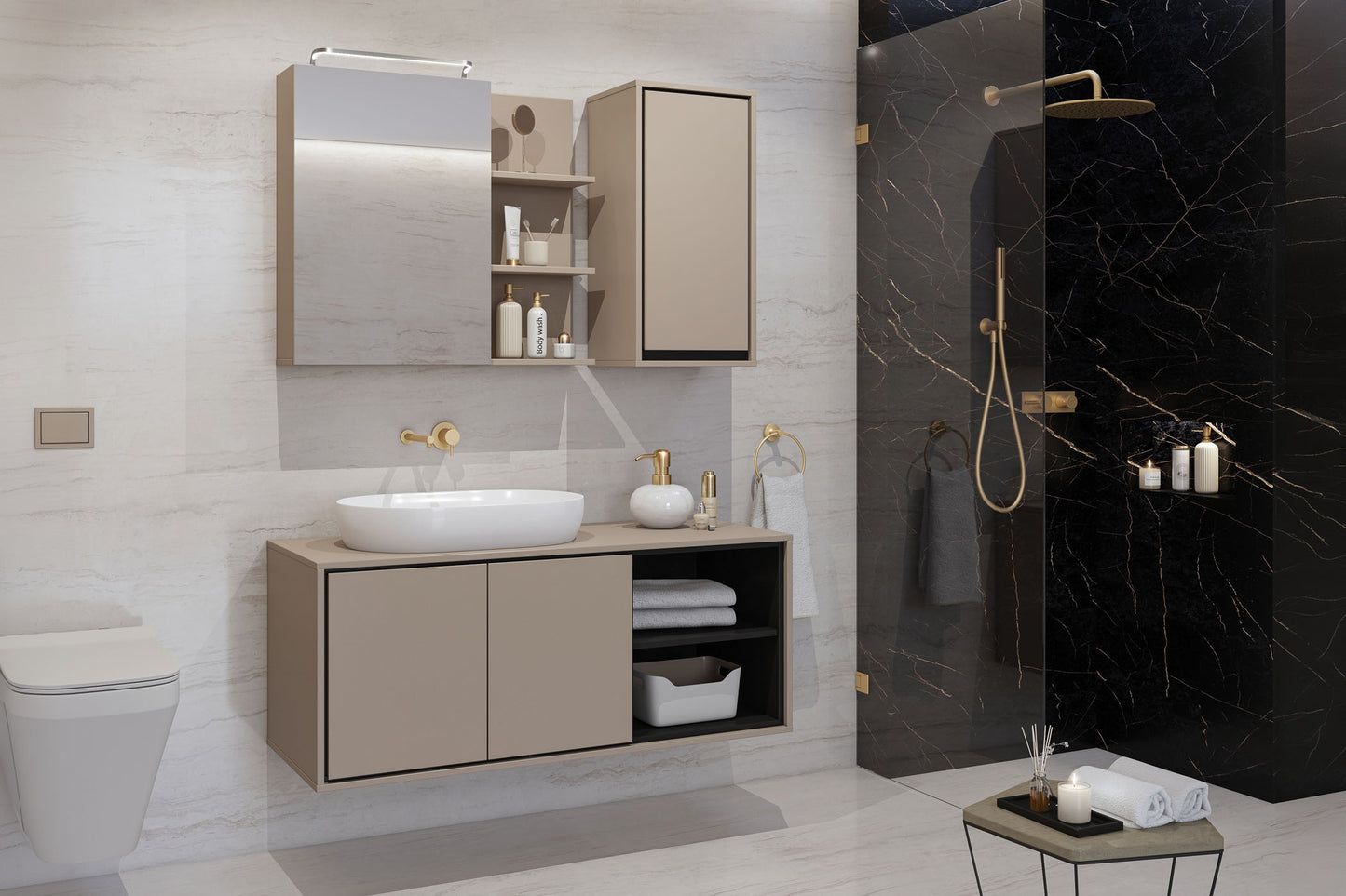 Skapis Iriva 35/30/72 cm congo/melns