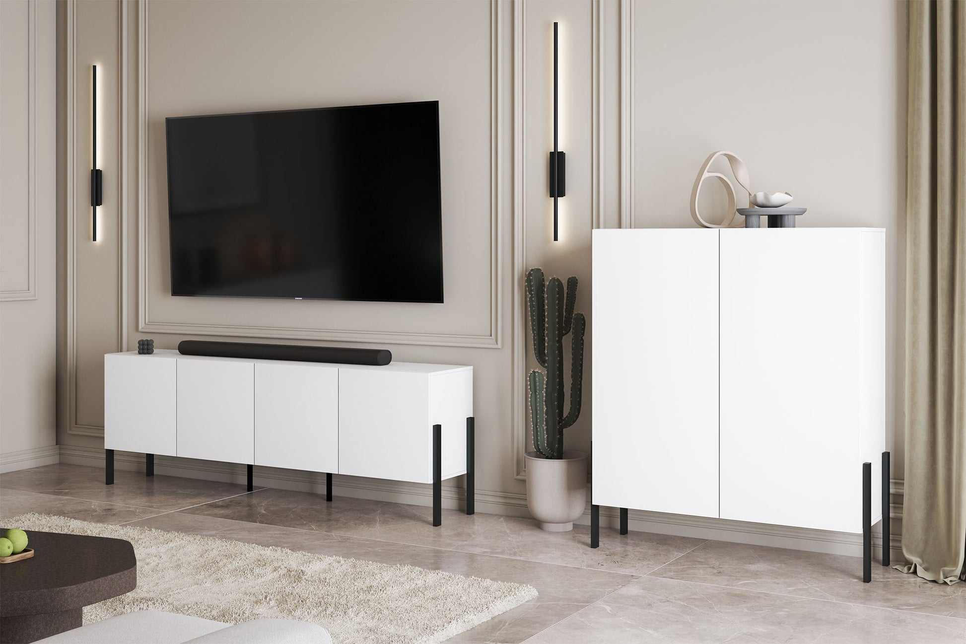 Kumode Jukka 114/135/40 cm balts - N1 Home