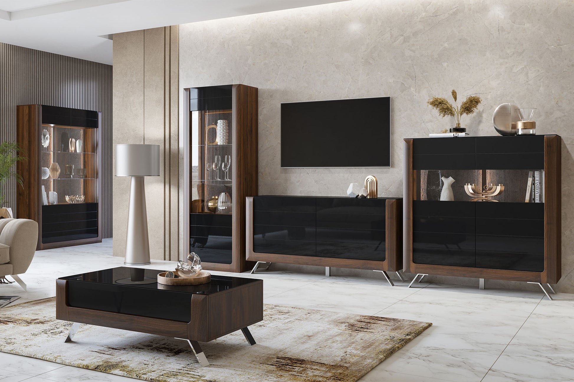 Kumode Kavasari 199/44/81 cm Kolumbijas valrieksts/melns - N1 Home