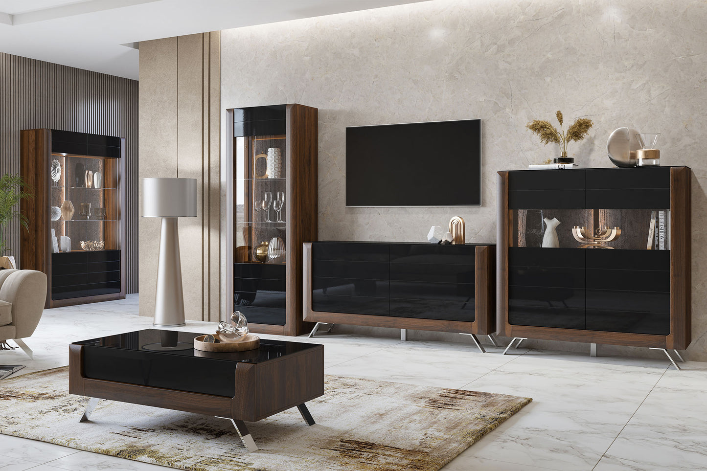 Kafijas galds Kavasari 110/45/65 cm Kolumbijas valrieksts/melns - N1 Home