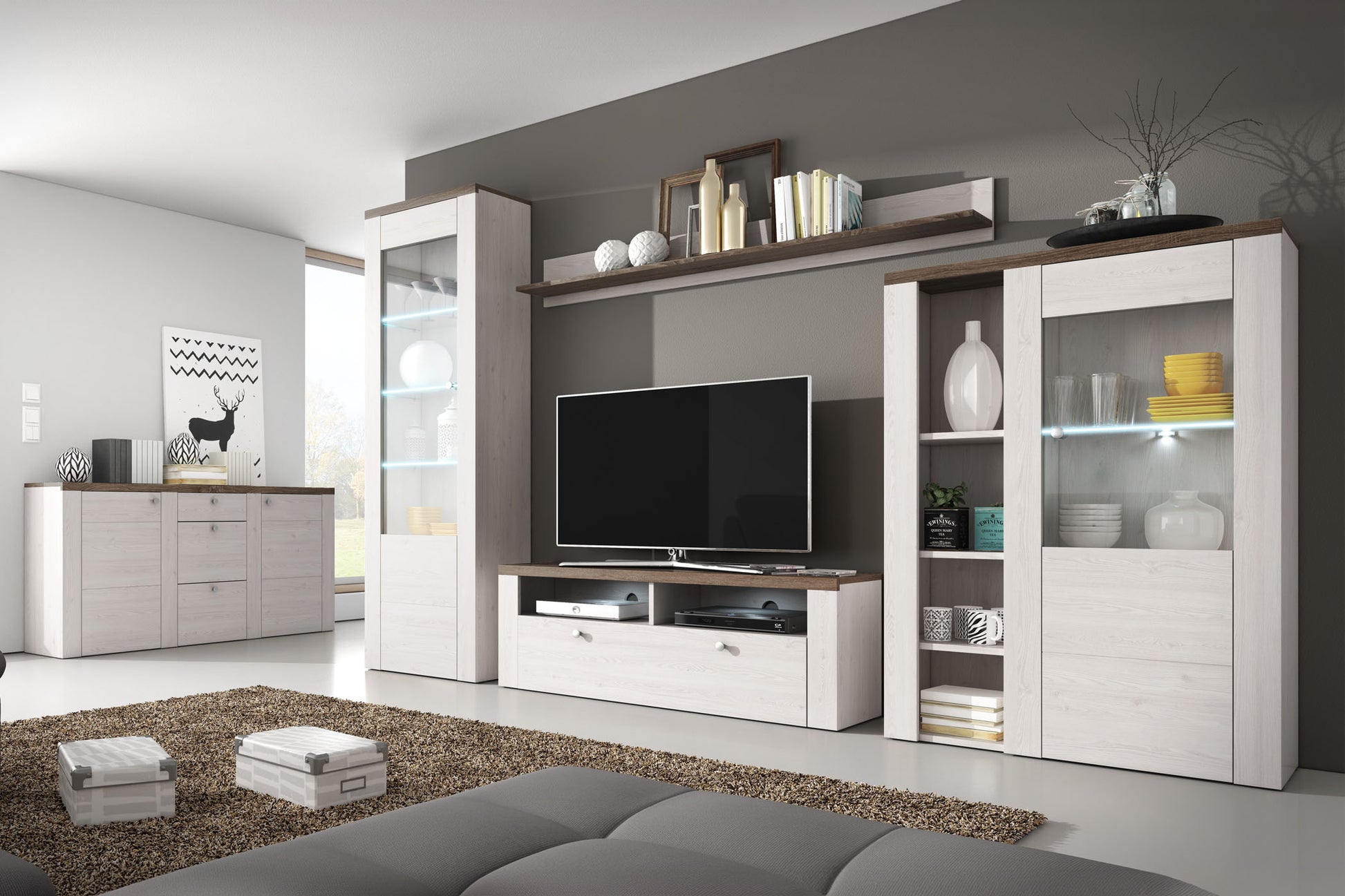 Kumode Laroš 155/85/37 cm sonoma trifele/Sibiu lapegle - N1 Home