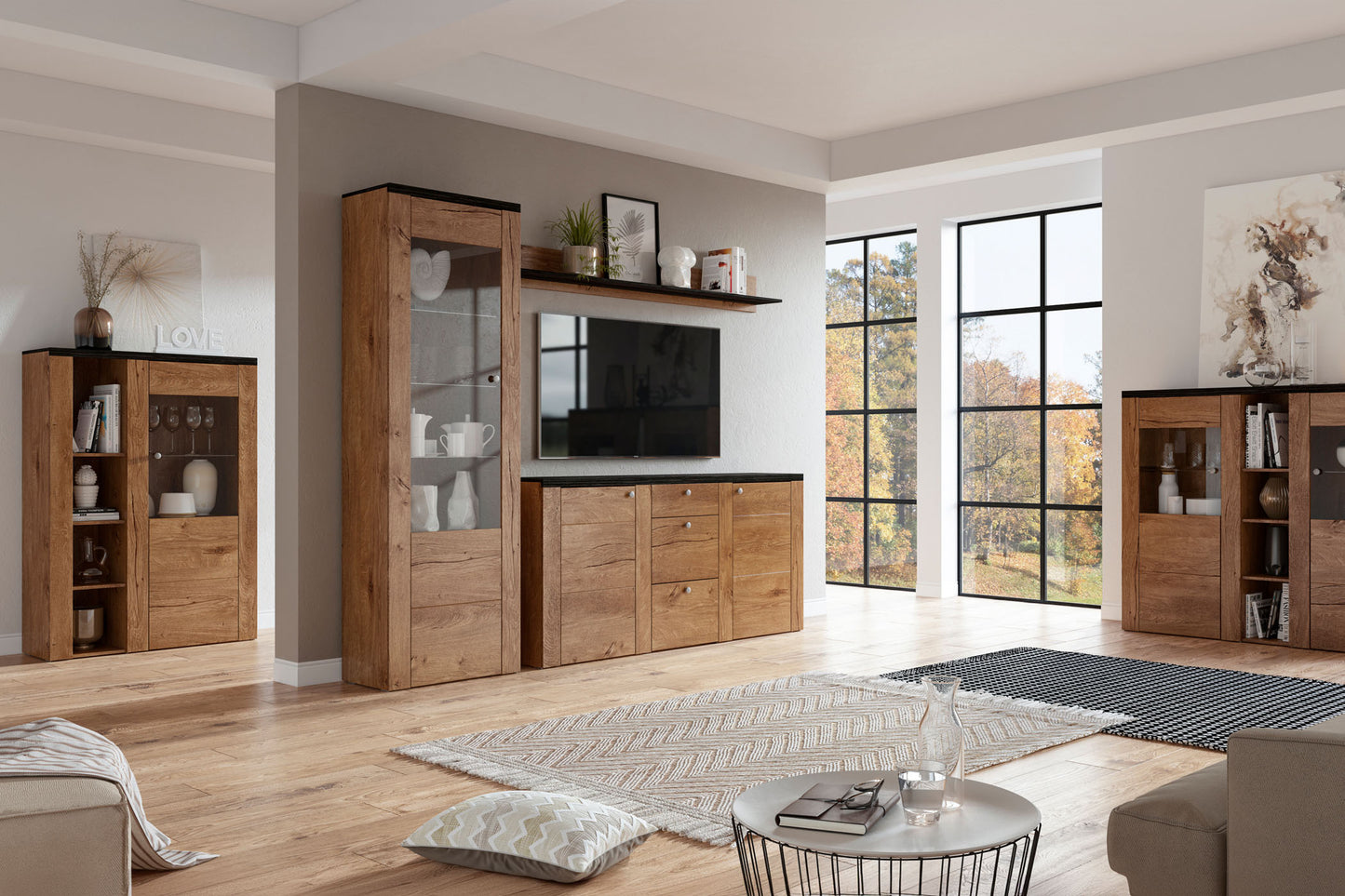 Sienas bloks Laroš 240+/206/37 cm Lefkas ozols/pieskāriena koks