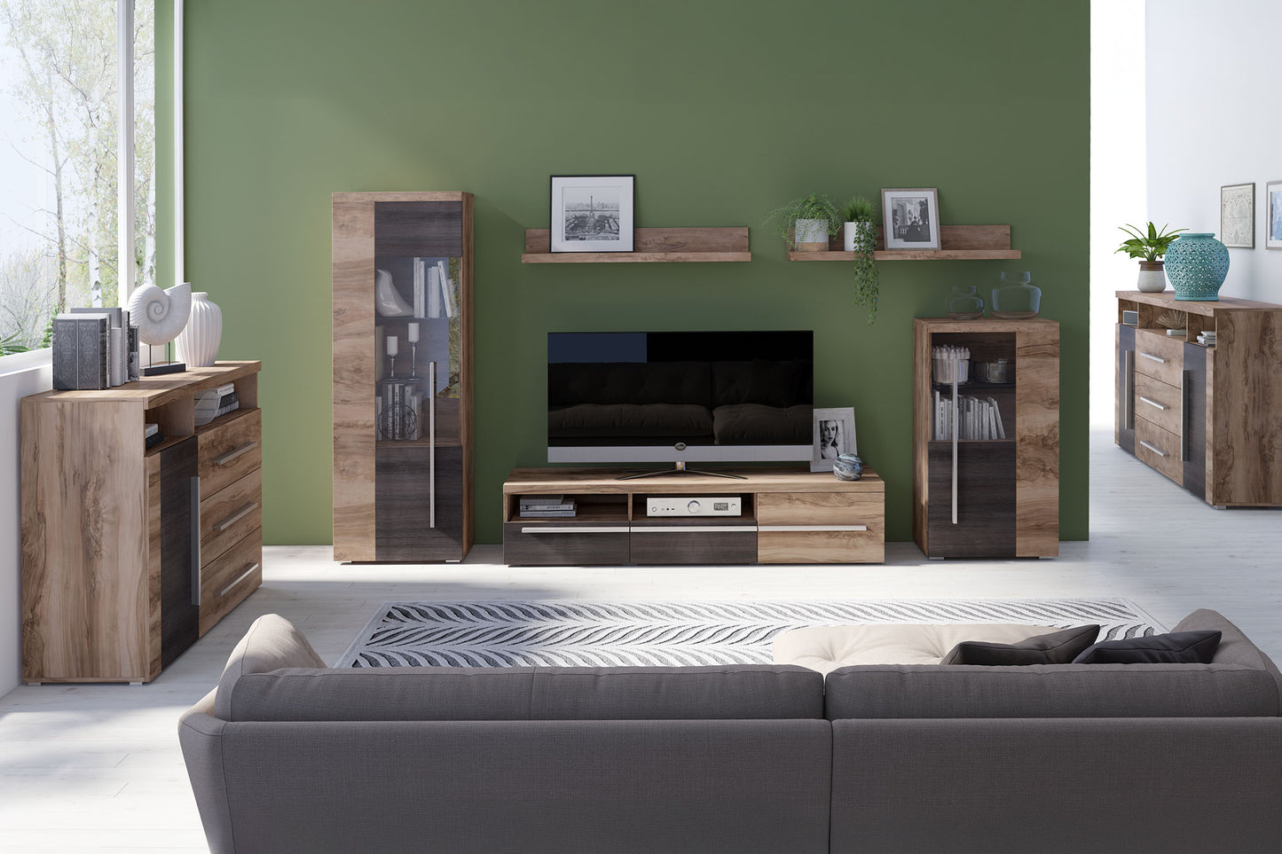 Sienas bloks Rogos 370/160/40 cm touchwood/satīna nusbaum