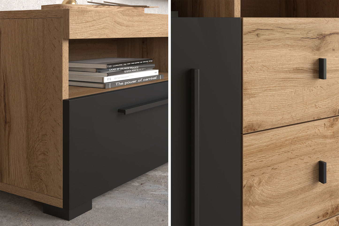 Sienas bloks Rogos 255/160/40 cm Votan ozols/melns