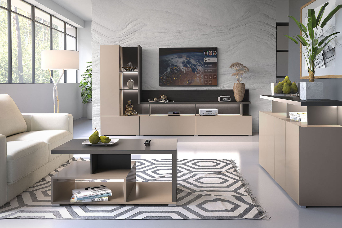 Kumode Serigi 153/84/40 cm congo/antracīts - N1 Home