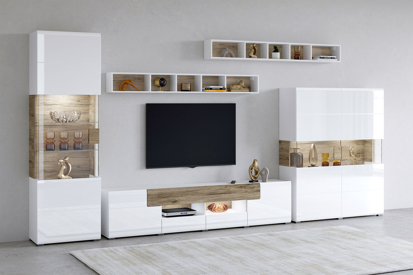 Kumode Tola 208/39/82 cm balts/San Remo ozols - N1 Home
