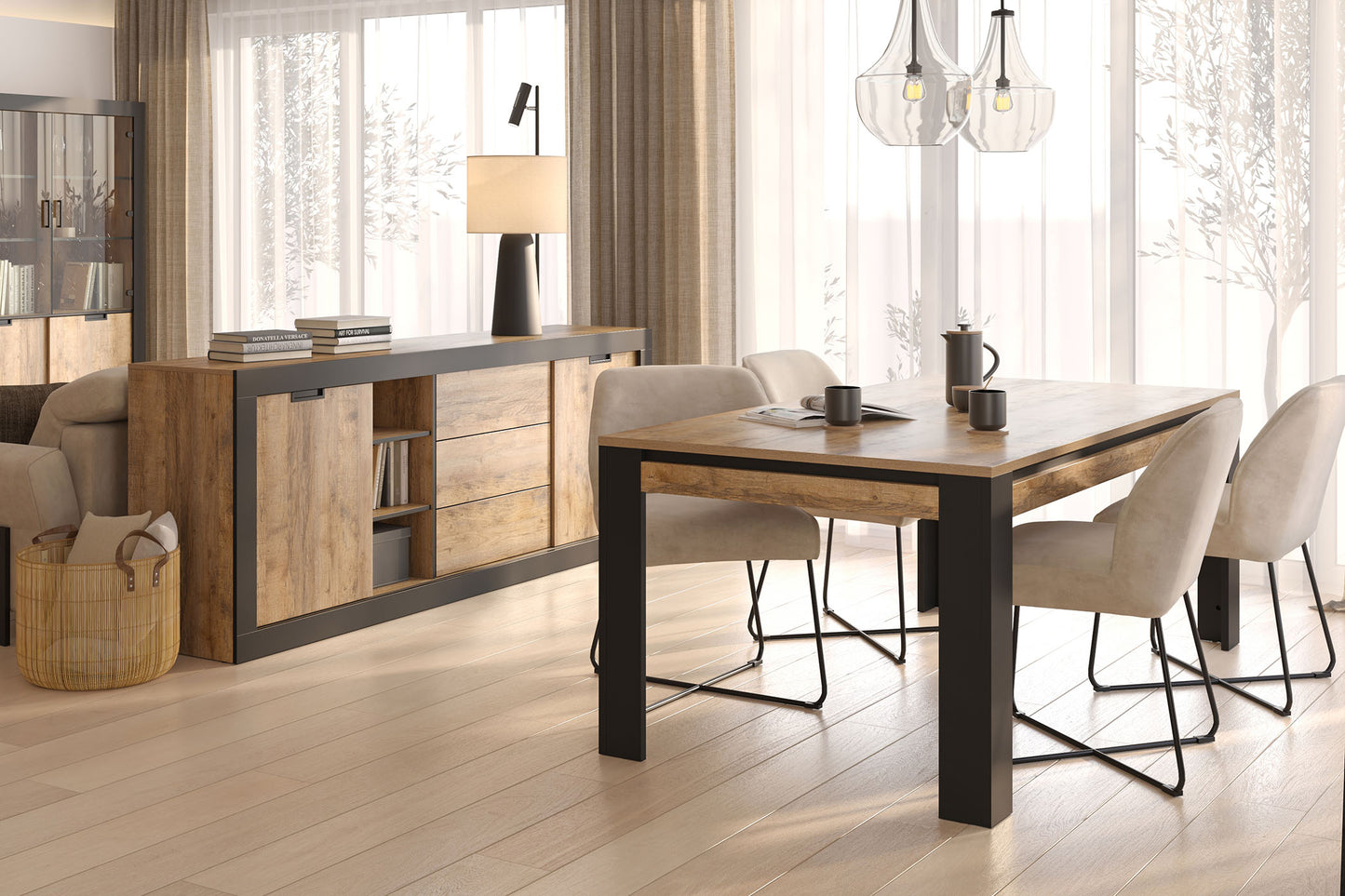 Galds Valor 194/100/77 cm samdal ozols/melns