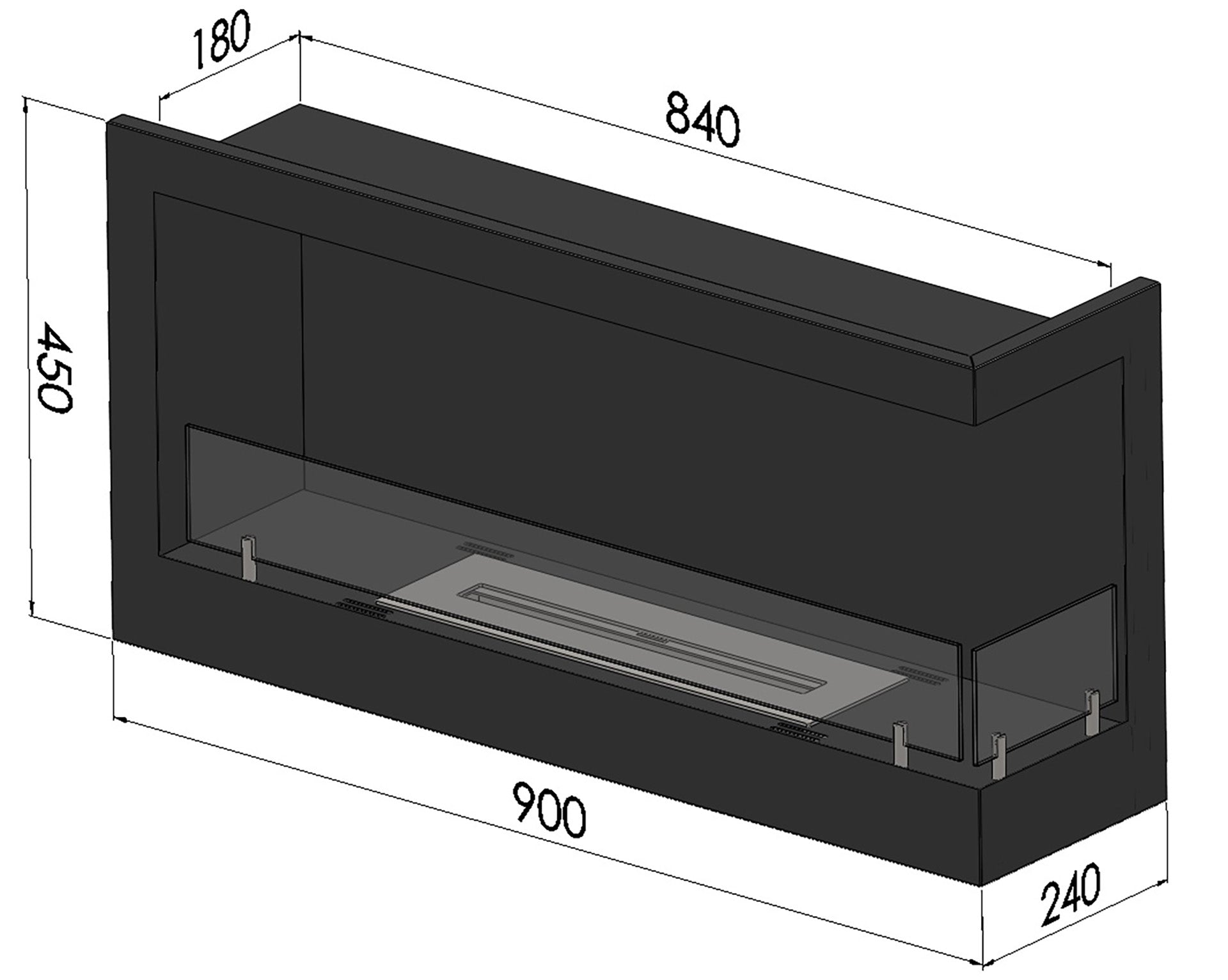 Biokamīns Cornia 90/45/24 cm melns - N1 Home