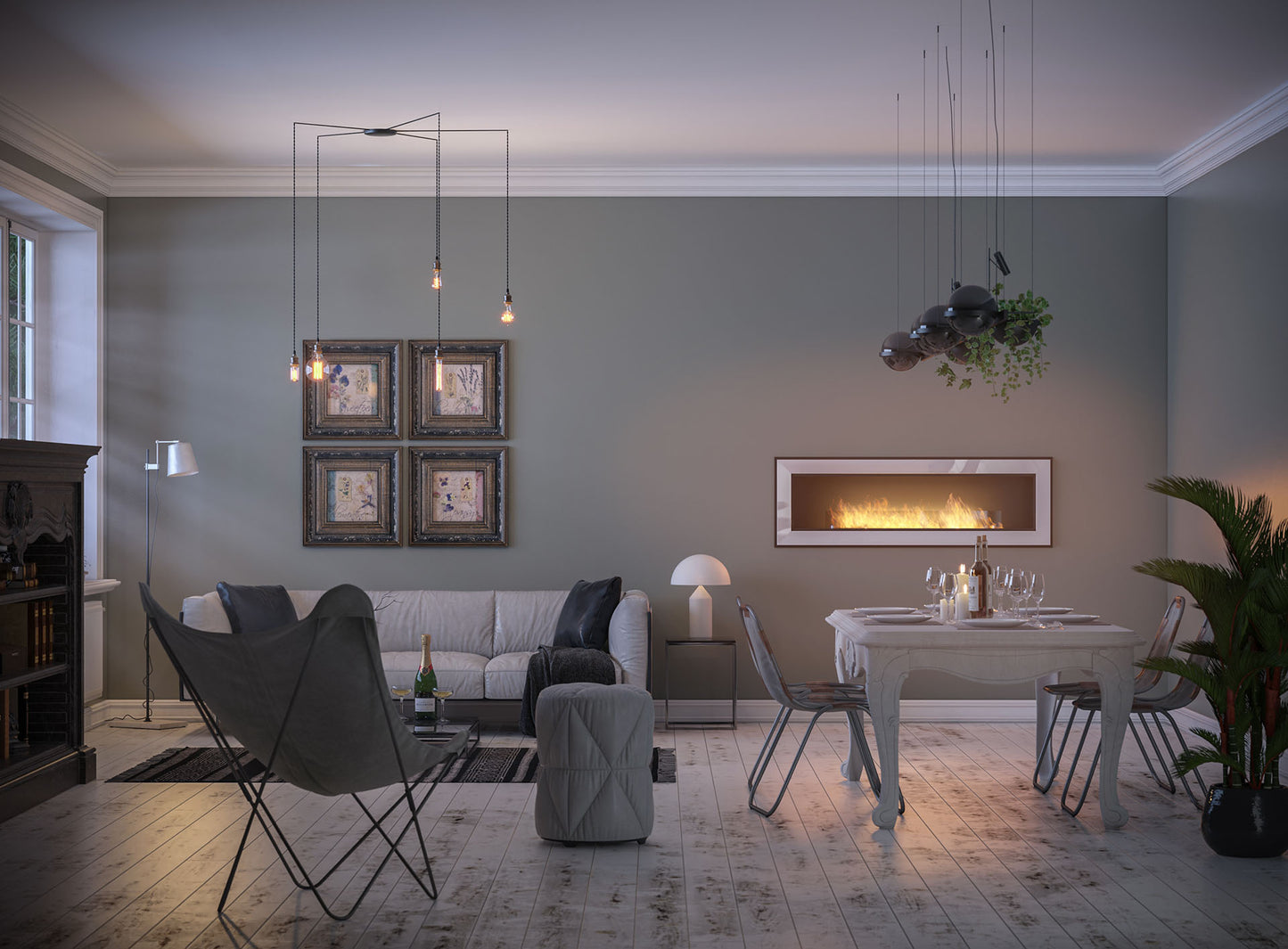 Biokamīns Frams 1500 150/49/20 cm balts - N1 Home