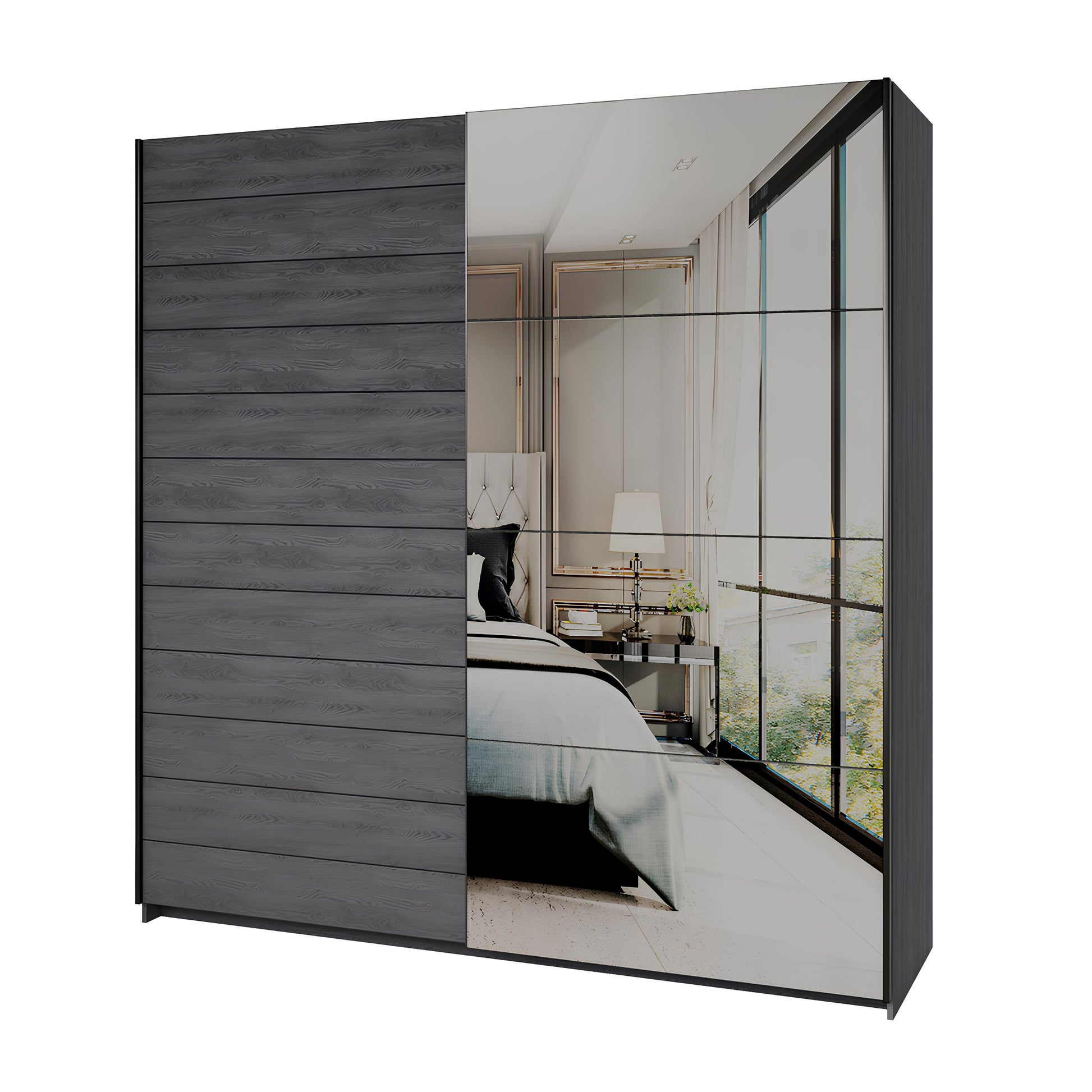 Skapis Galateja 200; 221; 270/61/210 cm carbon ozols - N1 Home