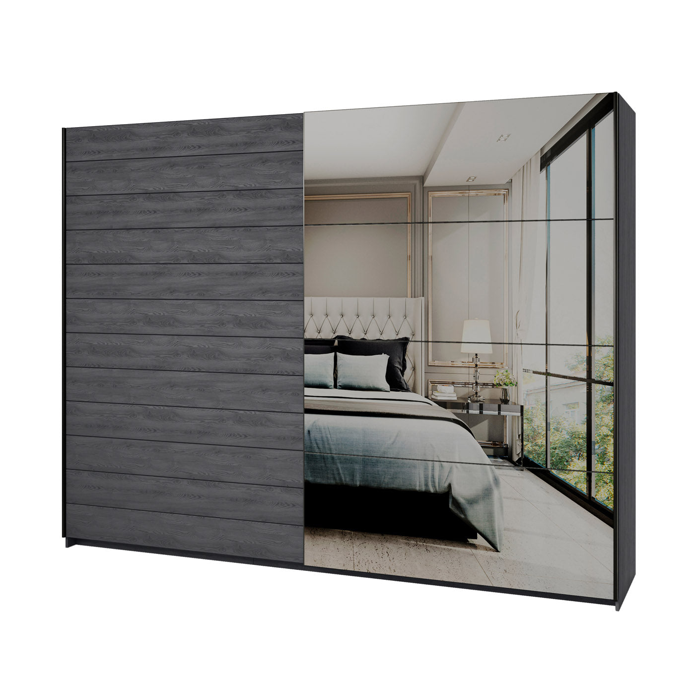 Skapis Galateja 200; 221; 270/61/210 cm carbon ozols - N1 Home