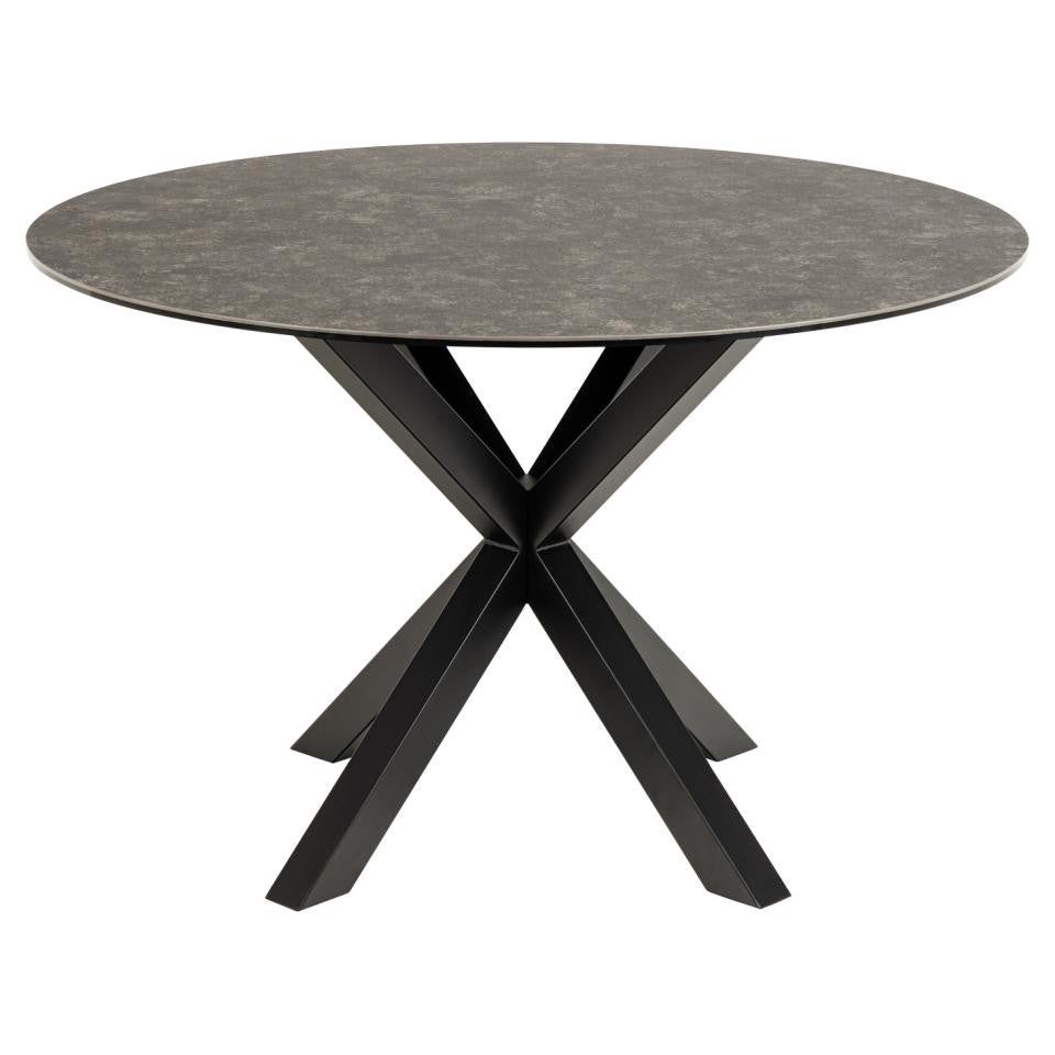 HEVE apaļš pusdienu galds,rūsgani brūna Lemco raupja keramika, Ø119x75,5 cm